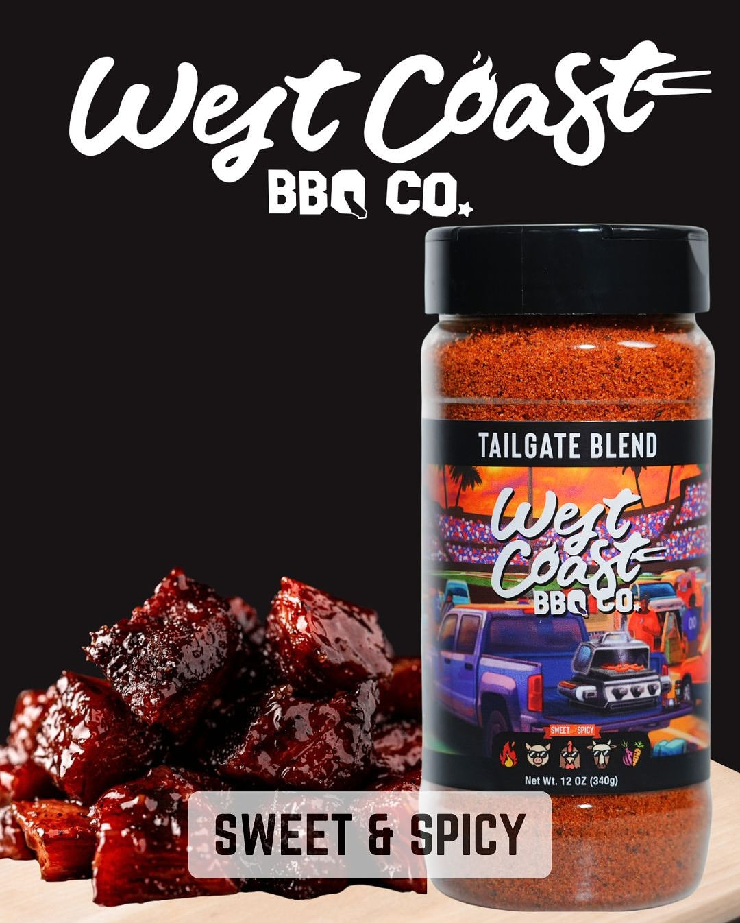 Tailgaters BBQ Party Rub (12 oz) Sweet & Spicy Tailgate Blend